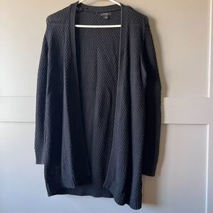 Halogen Tunic‎ Knit Cardigan Open Front Women Medium Black Office Casual Classic